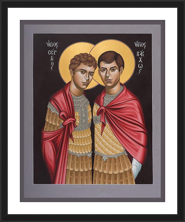 Wall Frame Black, Matted - Sts. Sergius and Bacchus by Br. Robert Lentz, OFM - Trinity Stores