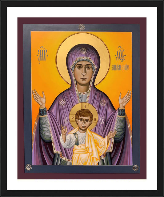Wall Frame Black, Matted - Our Lady of the Sign by R. Lentz