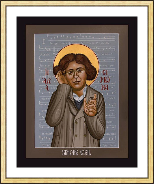 Wall Frame Gold, Matted - Simone Weil by Br. Robert Lentz, OFM - Trinity Stores