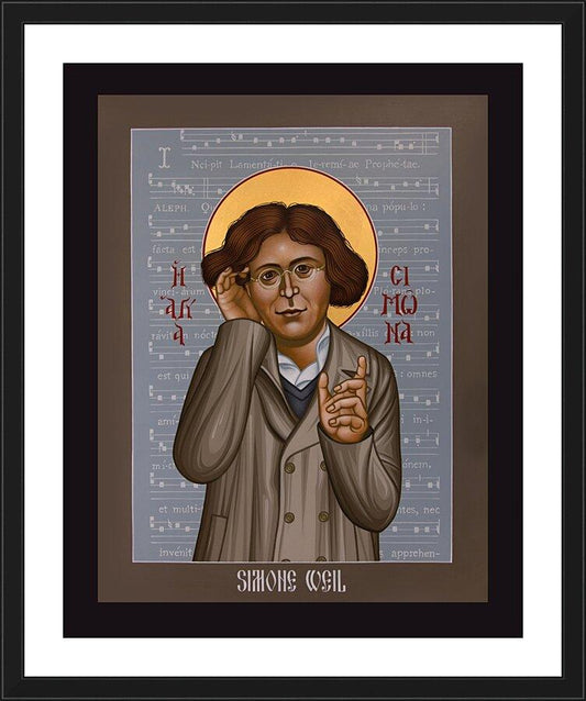 Wall Frame Black, Matted - Simone Weil by Br. Robert Lentz, OFM - Trinity Stores