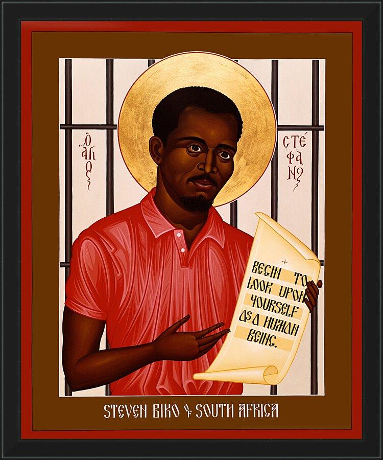 Wall Frame Black - Stephen Biko of South Africa by Br. Robert Lentz, OFM - Trinity Stores