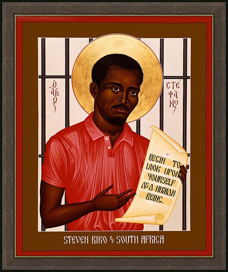 Wall Frame Espresso - Stephen Biko of South Africa by Br. Robert Lentz, OFM - Trinity Stores