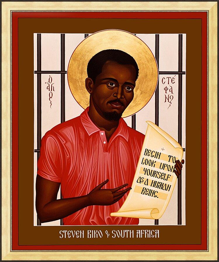 Wall Frame Gold - Stephen Biko of South Africa by Br. Robert Lentz, OFM - Trinity Stores