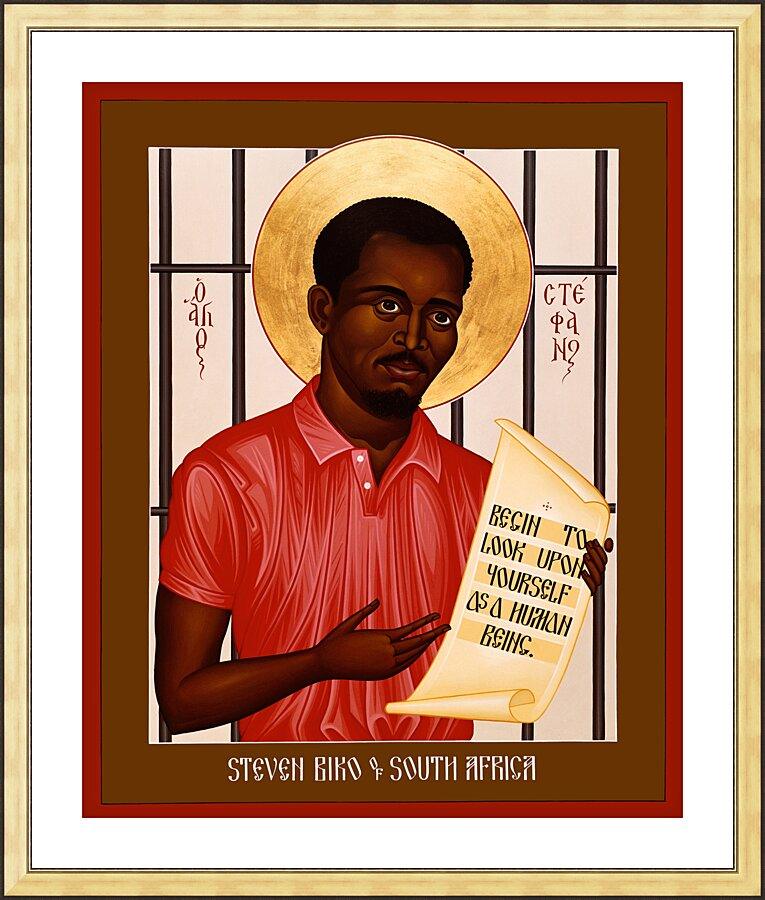 Wall Frame Gold, Matted - Stephen Biko of South Africa by Br. Robert Lentz, OFM - Trinity Stores