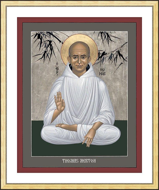 Wall Frame Gold, Matted - Thomas Merton by Br. Robert Lentz, OFM - Trinity Stores