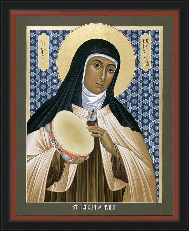 Wall Frame Black - St. Teresa of Avila by Br. Robert Lentz, OFM - Trinity Stores