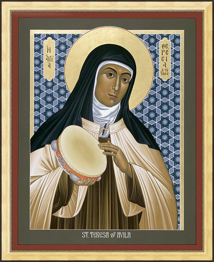 Wall Frame Gold - St. Teresa of Avila by Br. Robert Lentz, OFM - Trinity Stores