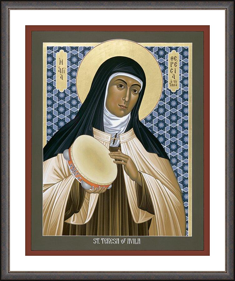 Wall Frame Espresso, Matted - St. Teresa of Avila by Br. Robert Lentz, OFM - Trinity Stores