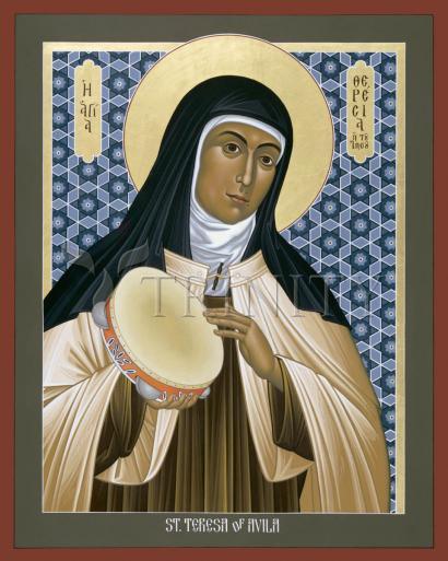 Wall Frame Black, Matted - St. Teresa of Avila by Br. Robert Lentz, OFM - Trinity Stores