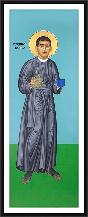 Wall Frame Black, Matted - St. Toribio Romo by Br. Robert Lentz, OFM - Trinity Stores