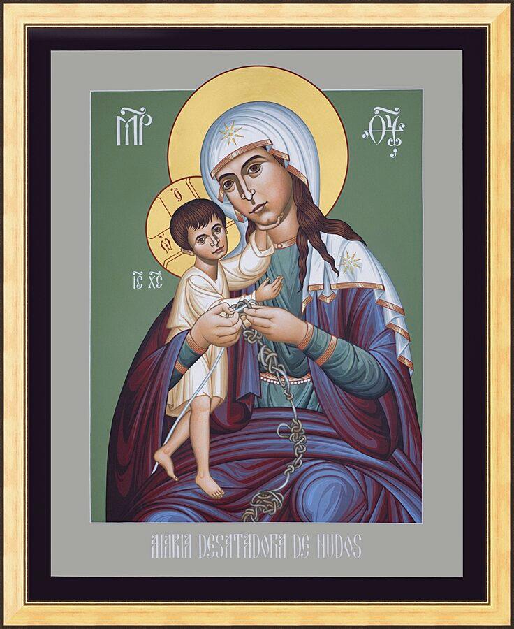 Wall Frame Gold - Mary, Undoer of Knots - Spanish by Br. Robert Lentz, OFM - Trinity Stores