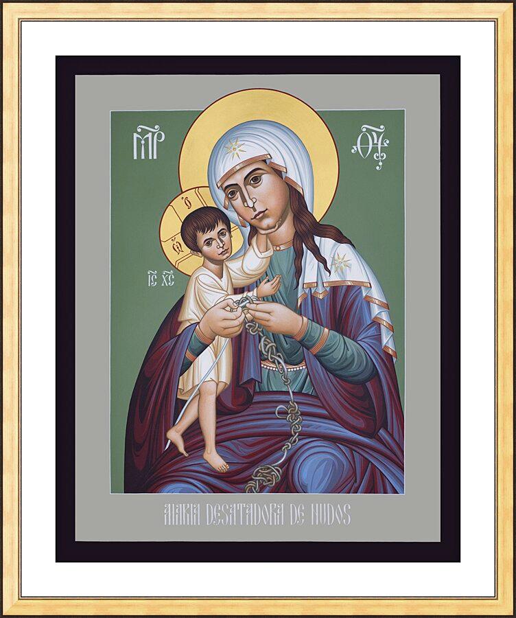 Wall Frame Gold, Matted - Mary, Undoer of Knots - Spanish by Br. Robert Lentz, OFM - Trinity Stores