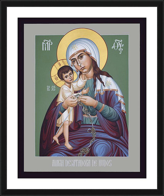 Wall Frame Black, Matted - Mary, Undoer of Knots - Spanish by R. Lentz