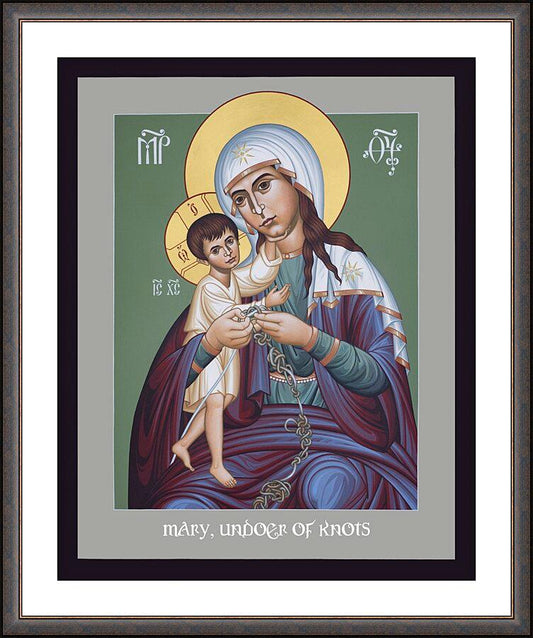 Wall Frame Espresso, Matted - Mary, Undoer of Knots by Br. Robert Lentz, OFM - Trinity Stores