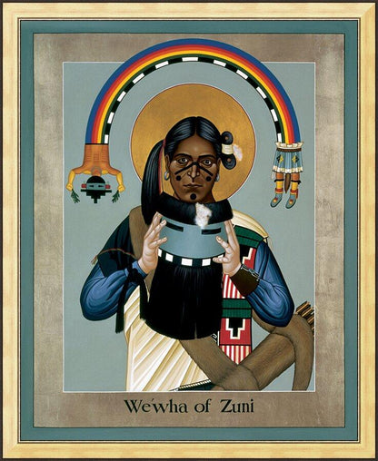 Wall Frame Gold - We-wha of Zuni by Br. Robert Lentz, OFM - Trinity Stores