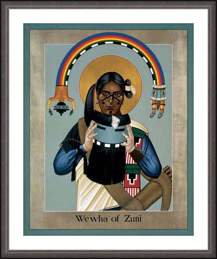 Wall Frame Espresso, Matted - We-wha of Zuni by Br. Robert Lentz, OFM - Trinity Stores