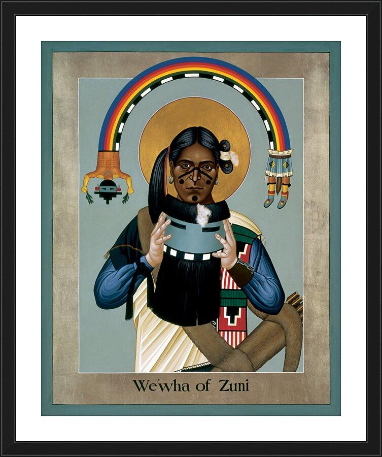 Wall Frame Black, Matted - We-wha of Zuni by Br. Robert Lentz, OFM - Trinity Stores