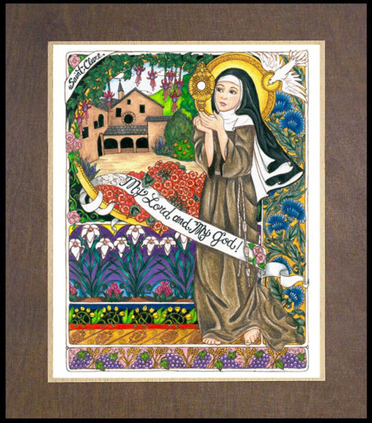 St. Clare of Assisi - Wood Plaque Premium by Brenda Nippert - Trinity Stores