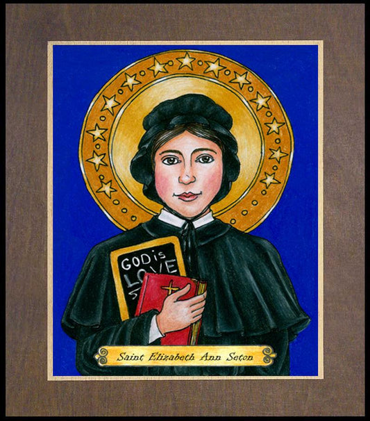 St. Elizabeth Ann Seton - Wood Plaque Premium by Brenda Nippert - Trinity Stores