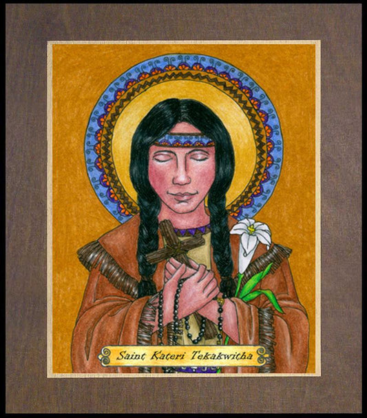 St. Kateri Tekakwitha - Wood Plaque Premium by Brenda Nippert - Trinity Stores