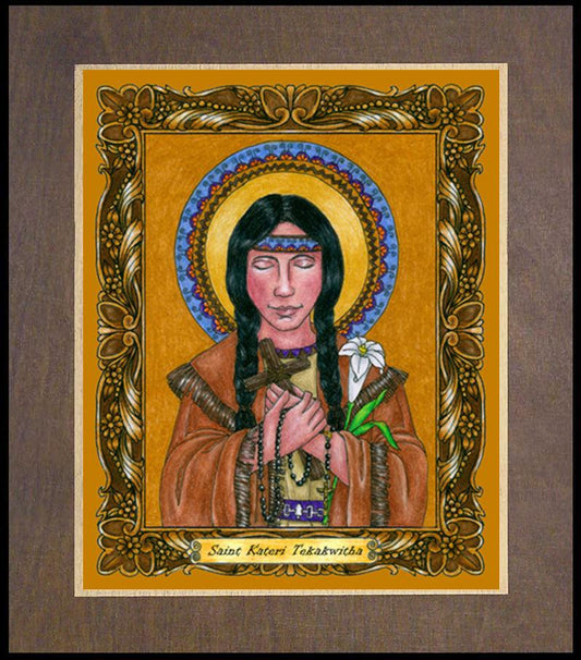 St. Kateri Tekakwitha - Wood Plaque Premium by Brenda Nippert - Trinity Stores