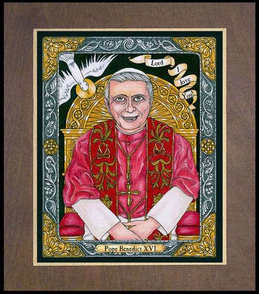Benedict XVI - Wood Plaque Premium by Brenda Nippert - Trinity Stores