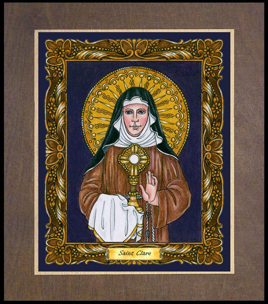St. Clare of Assisi - Wood Plaque Premium by Brenda Nippert - Trinity Stores