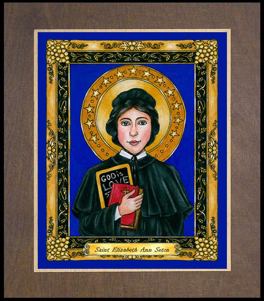 St. Elizabeth Ann Seton - Wood Plaque Premium by Brenda Nippert - Trinity Stores