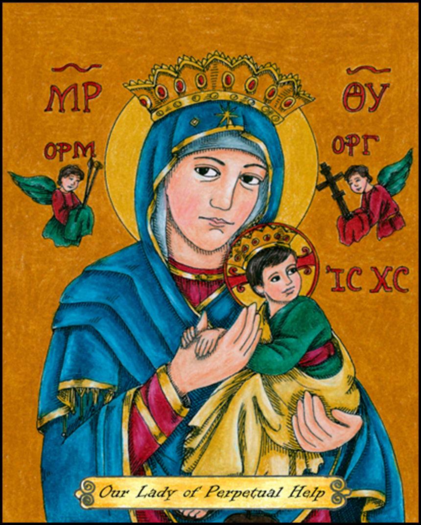 Our Lady of Perpetual Help - Wood Plaque by Brenda Nippert - Trinity Stores