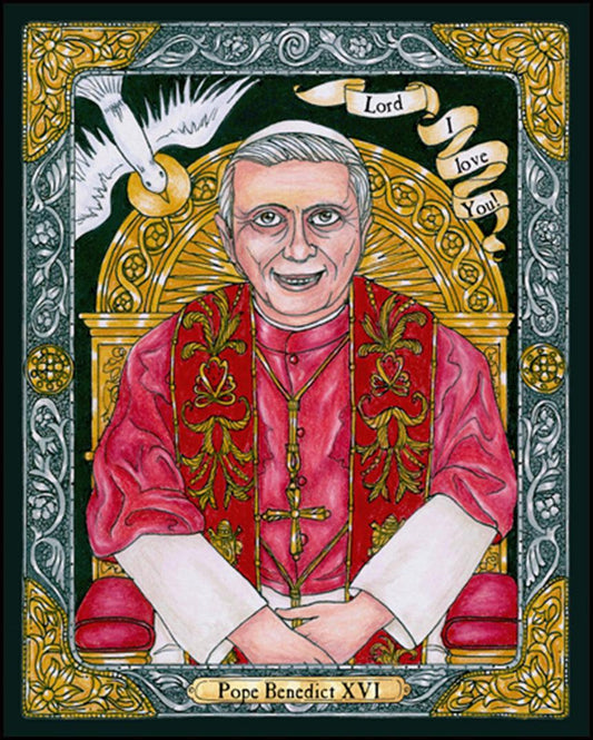 Benedict XVI - Wood Plaque by Brenda Nippert - Trinity Stores