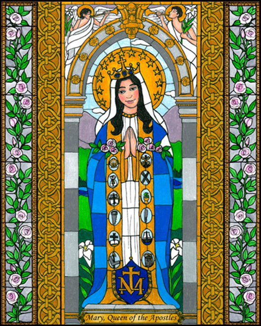 Mary, Queen of the Apostles - Wood Plaque by Brenda Nippert - Trinity Stores