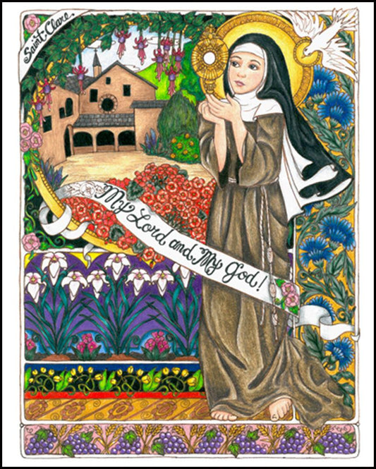 St. Clare of Assisi - Wood Plaque by Brenda Nippert - Trinity Stores