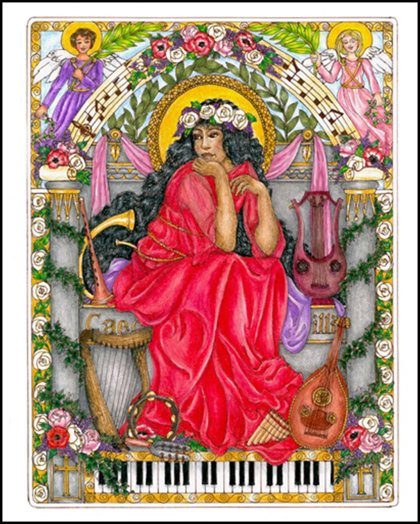 St. Cecilia - Wood Plaque by Brenda Nippert - Trinity Stores