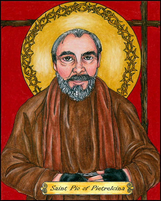 St. Pio of Pietrelcina - Wood Plaque by Brenda Nippert - Trinity Stores