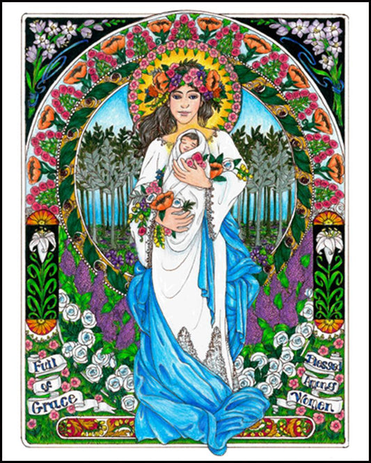 Mary, Mother of God - Wood Plaque by Brenda Nippert - Trinity Stores