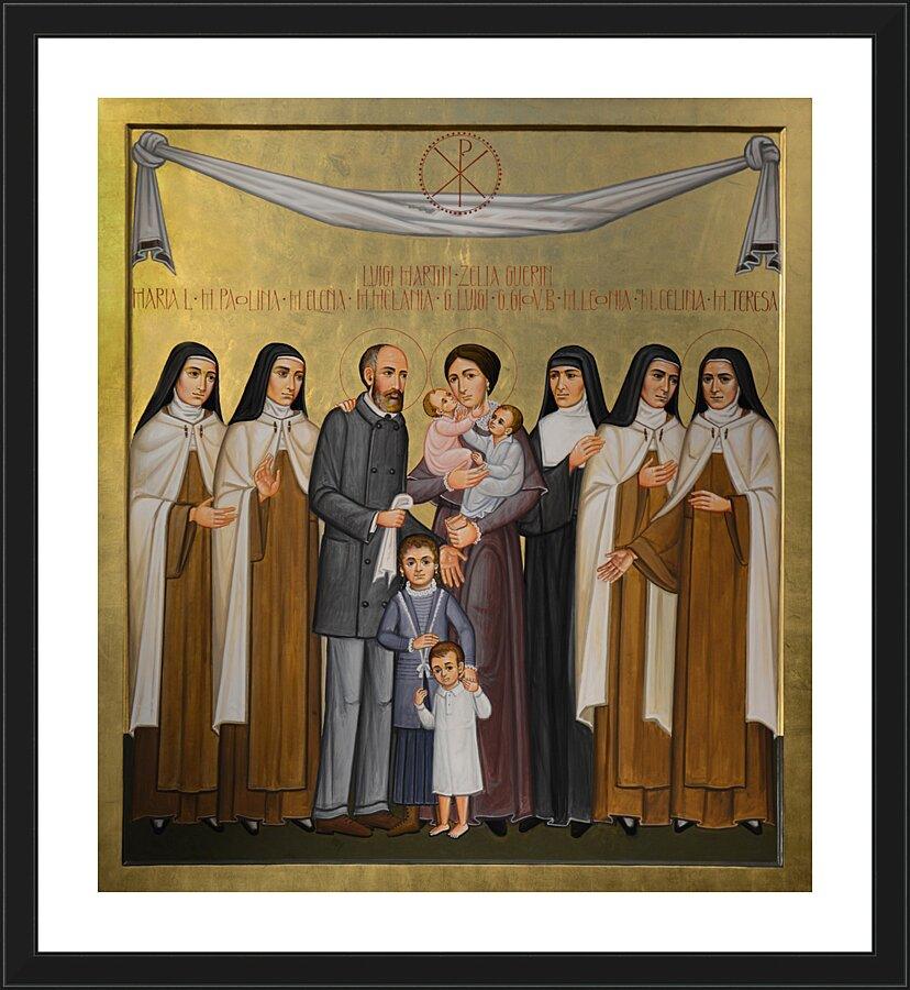 Wall Frame Black, Matted - Sts. Louis and Zélie Martin with St. Thérèse of Lisieux and Siblings by Paolo Orlando
