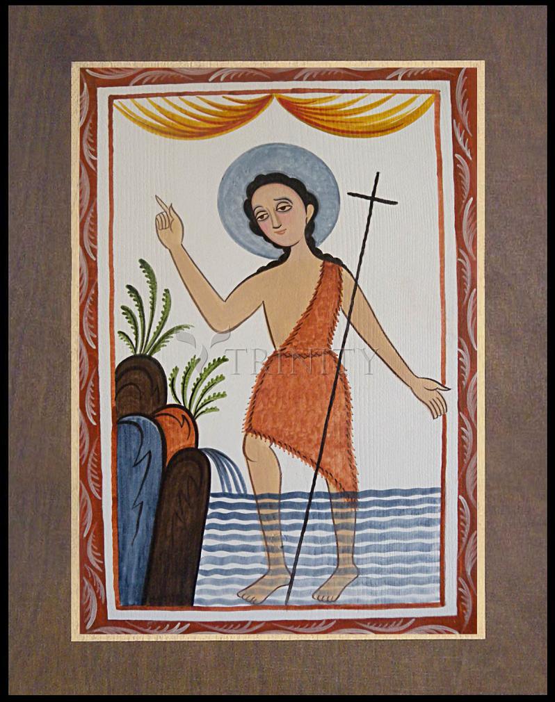St. John the Baptist - Wood Plaque Premium by Br. Arturo Olivas, OFS - Trinity Stores
