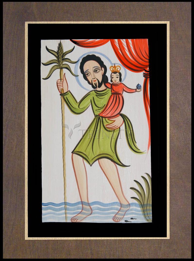 St. Christopher - Wood Plaque Premium by Br. Arturo Olivas, OFS - Trinity Stores