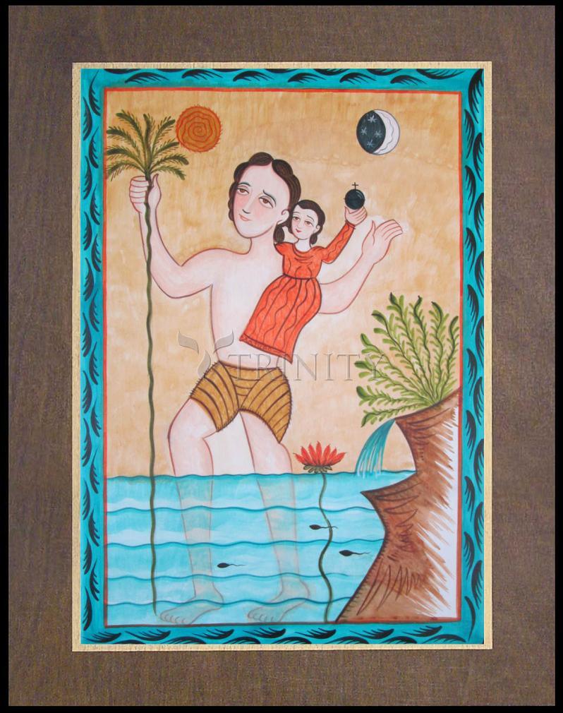 St. Christopher - Wood Plaque Premium by Br. Arturo Olivas, OFS - Trinity Stores