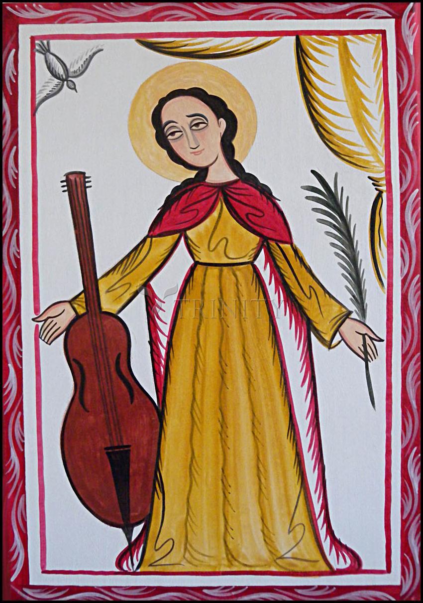 St. Cecilia - Wood Plaque by Br. Arturo Olivas, OFS - Trinity Stores