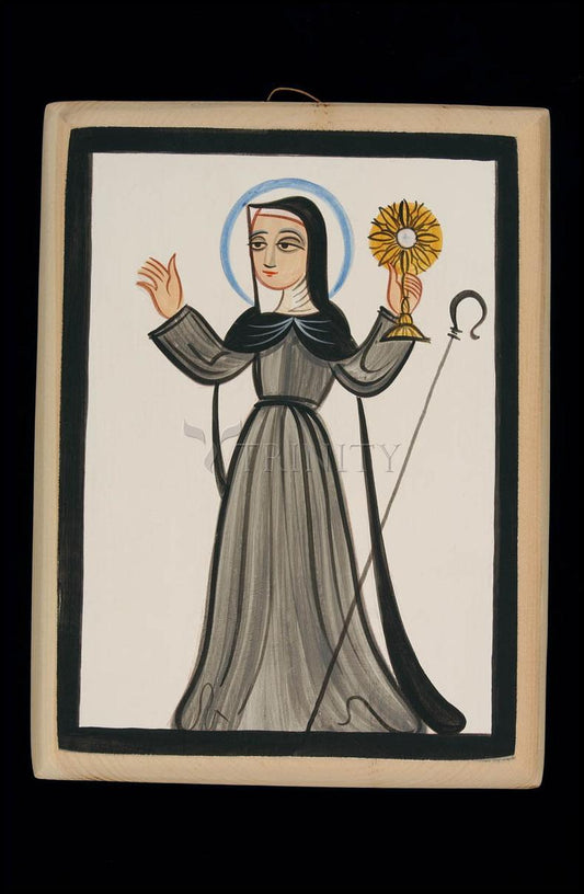 St. Clare of Assisi - Wood Plaque by Br. Arturo Olivas, OFS - Trinity Stores