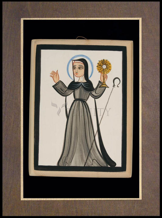 St. Clare of Assisi - Wood Plaque Premium by Br. Arturo Olivas, OFS - Trinity Stores
