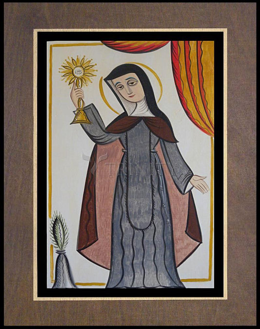St. Clare of Assisi - Wood Plaque Premium by Br. Arturo Olivas, OFS - Trinity Stores