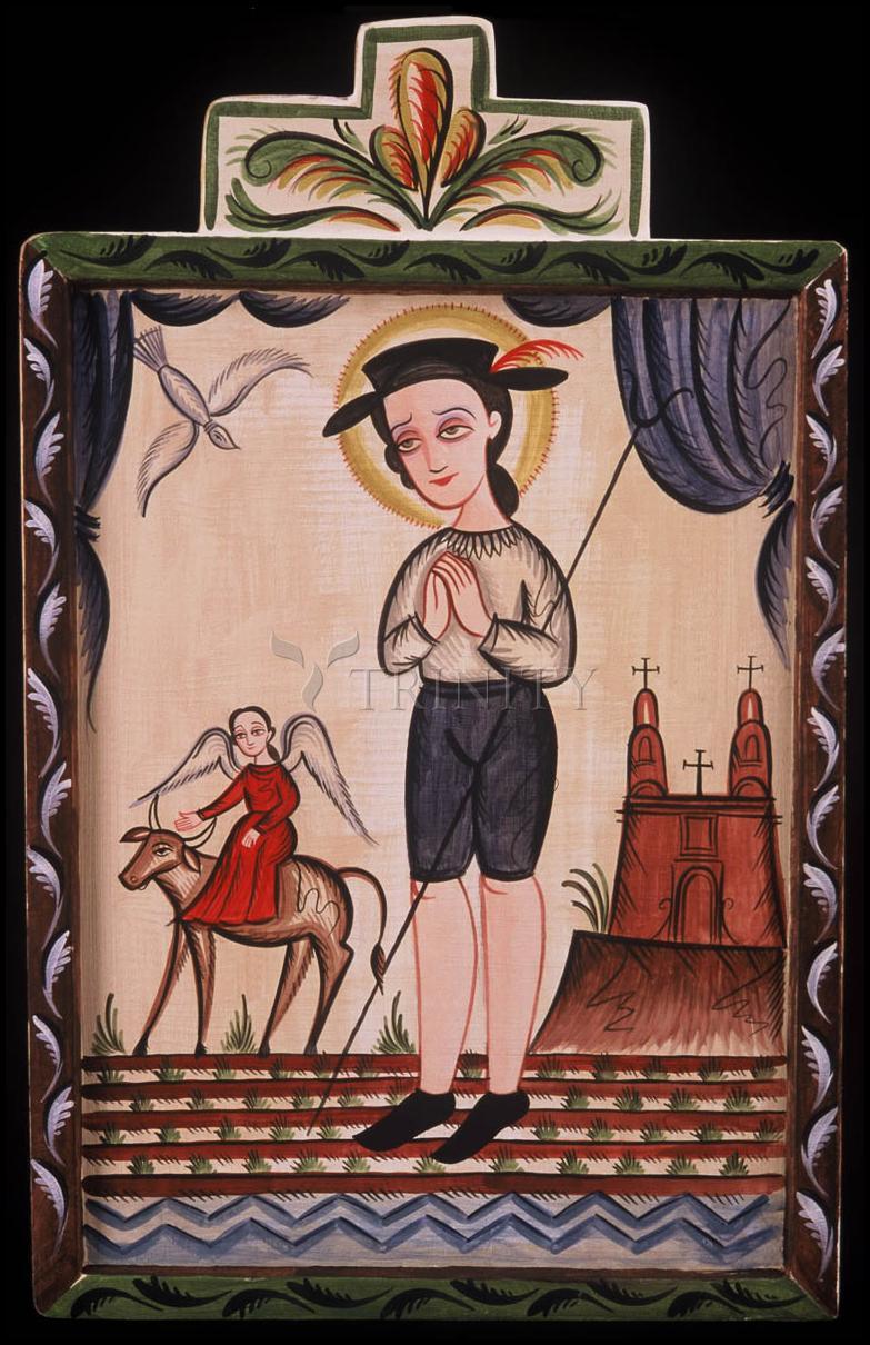 St. Isidore - Wood Plaque by Br. Arturo Olivas, OFS - Trinity Stores