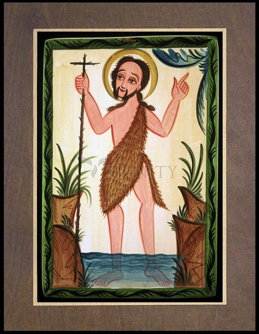 St. John the Baptist - Wood Plaque Premium by Br. Arturo Olivas, OFS - Trinity Stores