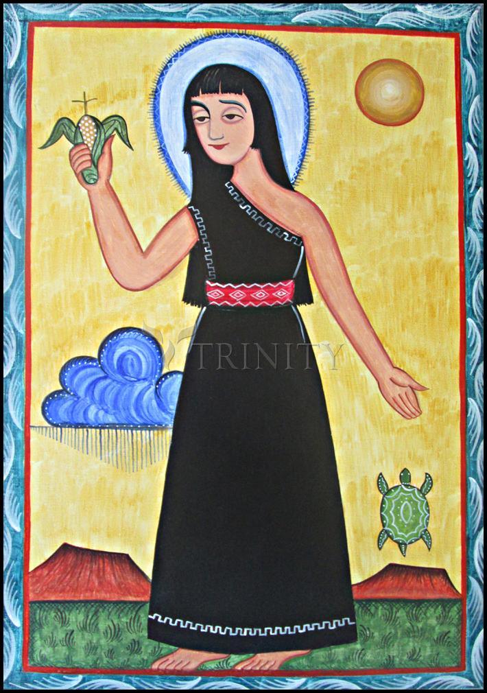 St. Kateri Tekakwitha - Wood Plaque by Br. Arturo Olivas, OFS - Trinity Stores