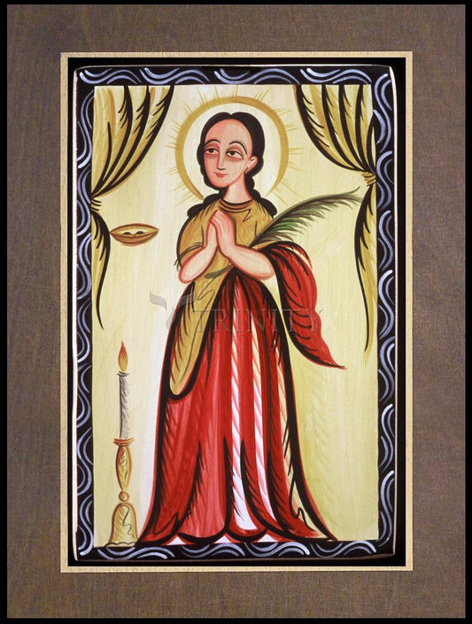 St. Lucy - Wood Plaque Premium by Br. Arturo Olivas, OFS - Trinity Stores