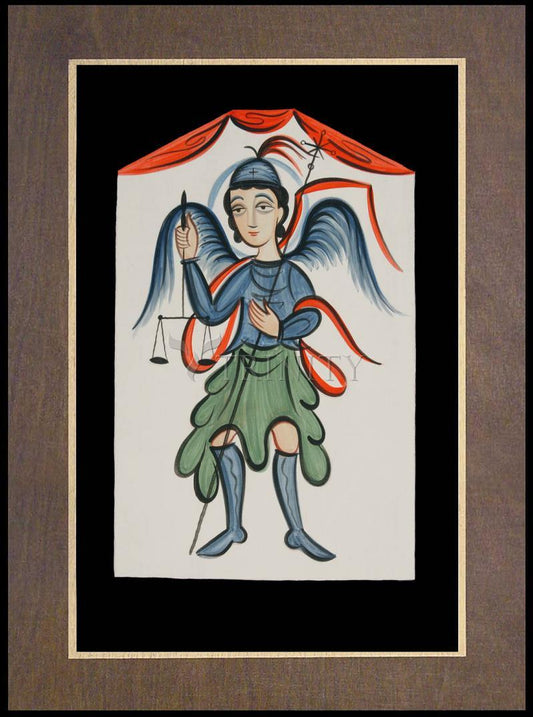St. Michael Archangel - Wood Plaque Premium by Br. Arturo Olivas, OFS - Trinity Stores