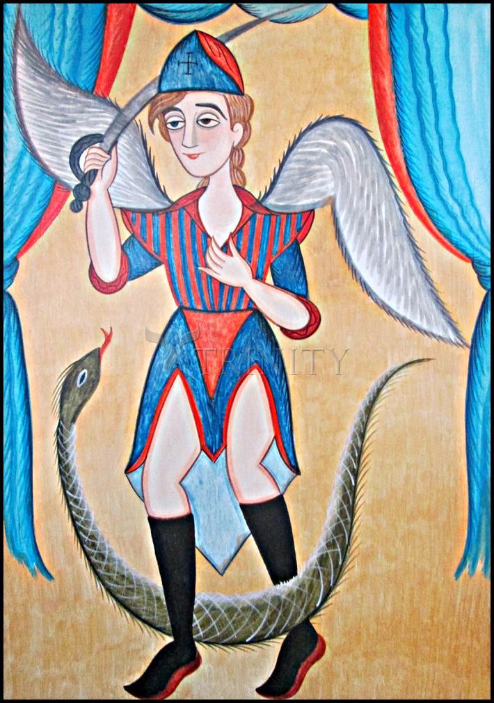 St. Michael Archangel - Wood Plaque by Br. Arturo Olivas, OFS - Trinity Stores