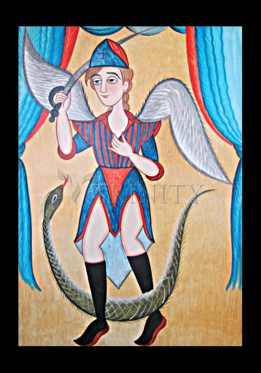St. Michael Archangel - Holy Card by Br. Arturo Olivas, OFS - Trinity Stores